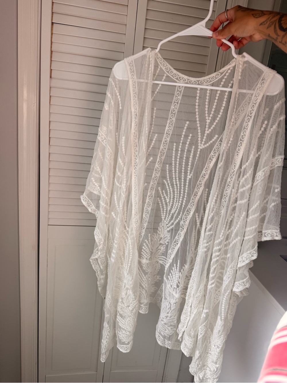 Sheer Lace Kimono Cover-Up
